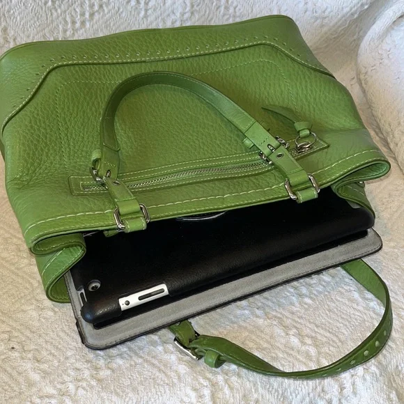 Coach Spring Green Leather Satchel Bag - Picture 4 of 13